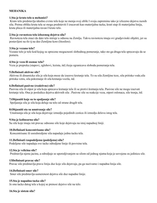 Mehanika (pitanja i odgovori)