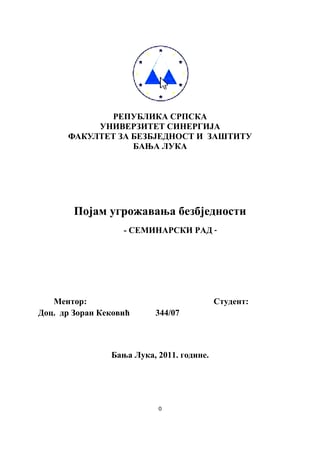 Pojam ugrožavanja bezbednosti