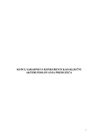 Kupci, saradnici i konkurenti kao ključni akteri poslovanja preduzeća