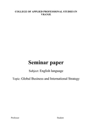 Global Business and International Strategy