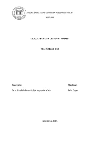 Utjecaj buke na cestovni promet