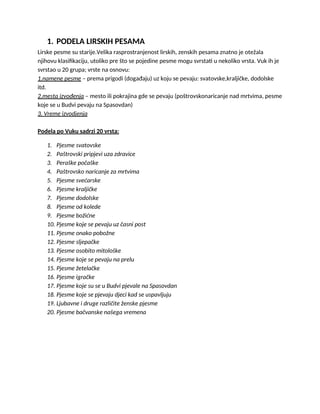 Podela lirskih pesama: analiza i klasifikacija