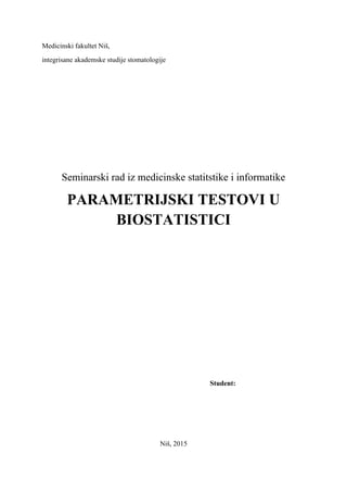 Parametrijski testovi u biostatistici