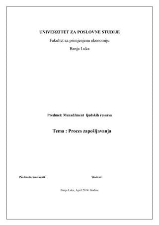 Proces zapošljavanja