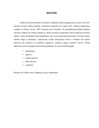 Uticaj niskih temperatura na biljke