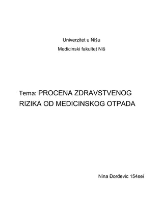 Procena zdravstvenog rizika od medicinskog otpada