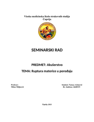 Ruptura materice u porodjaju