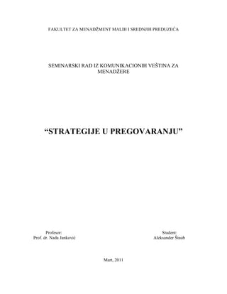 Strategije u pregovaranju