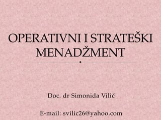 Operativni i strateski menadzment