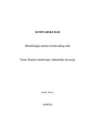 Naučna istraživanja i tehnološke inovacije