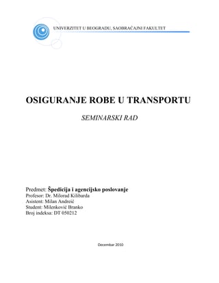 Osiguranje robe u transportu