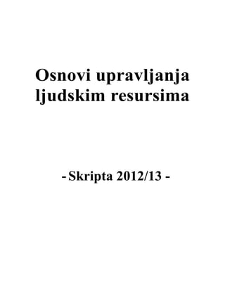 Osnovi upravljanja ljudskim resursima
