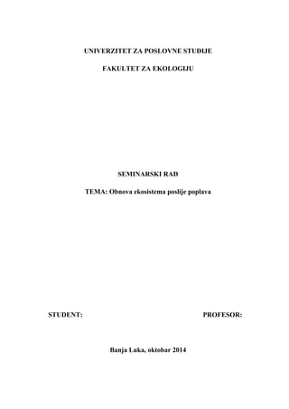 Obnova ekosistema nakon pooplava