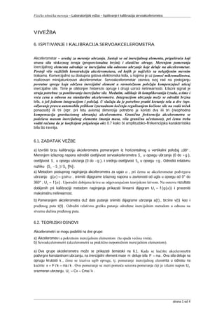 Fizičko-tehnička merenja – Laboratorijski vežba – Ispitivanje i kalibracija servoakcelerometra