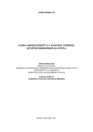 Uloga hotelijerstva u razvoju turizma Zeničko-Dobojskog kantona