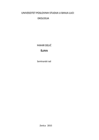 Šljiva: seminarski rad iz botanike