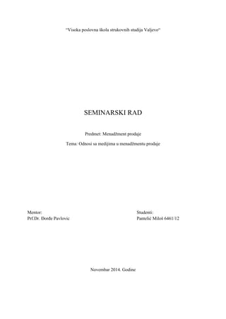 Odnosi sa medijima u menadžmentu prodaje