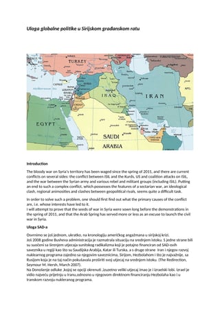 Uloga globalne politike u Sirijskom građanskom ratu