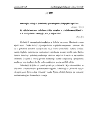 Marketing i globalizacija svetske privrede
