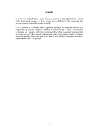 Regulacija djelatnosti osiguranja: Bankoosiguranje