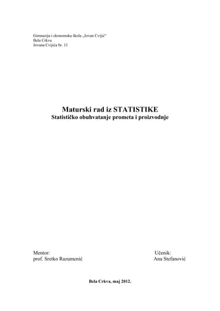 Statisticko obuhvatanje prometa i proizvodnje