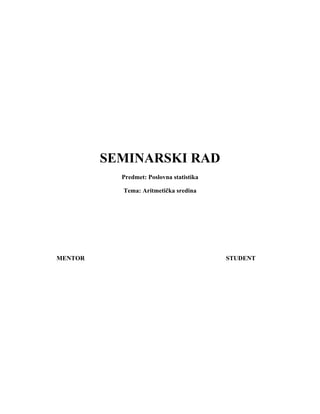 Aritmeticka sredina