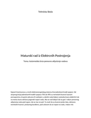 Automatsko brzo ponovno ukljucenje vodova