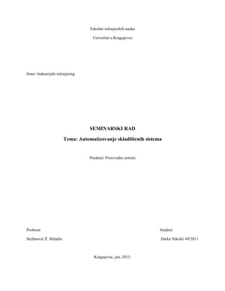 Automatizovanje skladištenih sistema