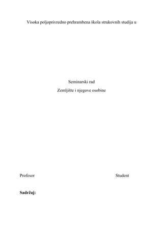 Zemljište i njegove osobine