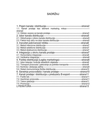 Kanali prodaje i distribucija