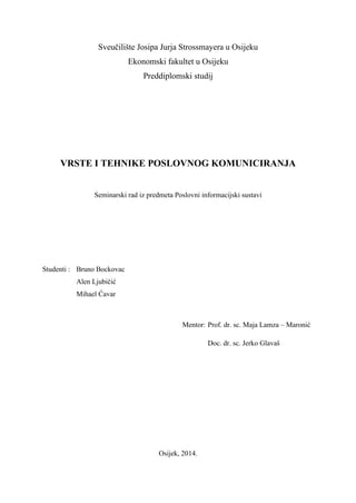 Vrste i tehnike poslovnog komuniciranja
