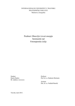 Fotonaponske ćelije