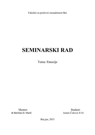 Emocije: seminarski rad