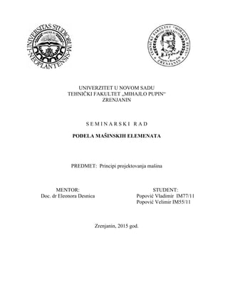 Podela masinskih elemenata