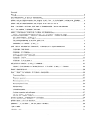 Porezi na imovinu i porezi na dohodak gradjana