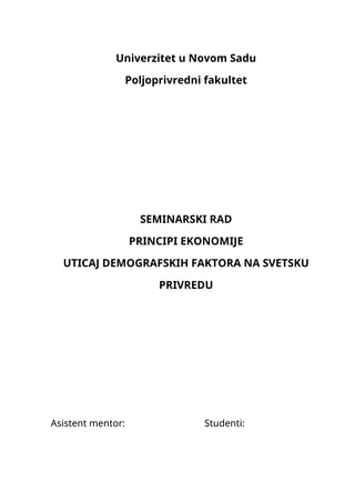 Uticaj demografskih faktora na svetsku privredu