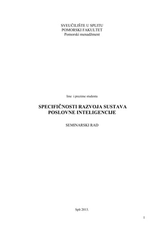 Specifičnost razvoja sustava poslovne inteligencije