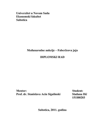 Međunarodne aukcije – Faberžeova jaja