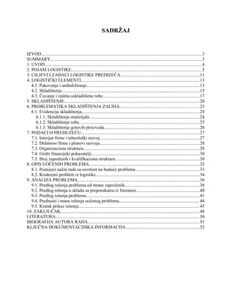 Analiza procesa skladistenja u proizvodnom preduzecu