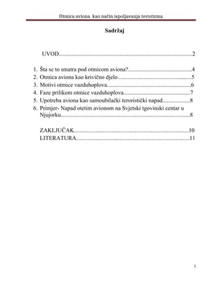 Otmice aviona kao sredstvo terorističkog napada