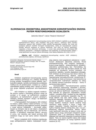Eliminacija inhibitora aniotenzin konvertujućeg enzima putem peritoneumskog dijalizata