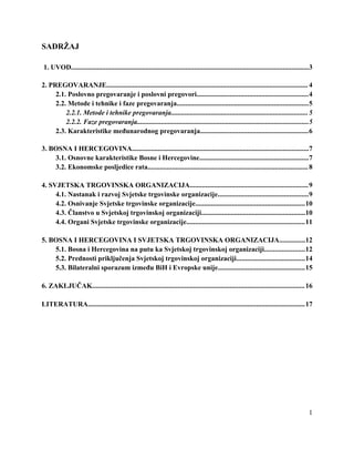 BiH i Svetska Trgovinska Organizacija