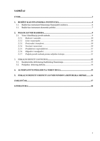 Budžetski suficit i deficit