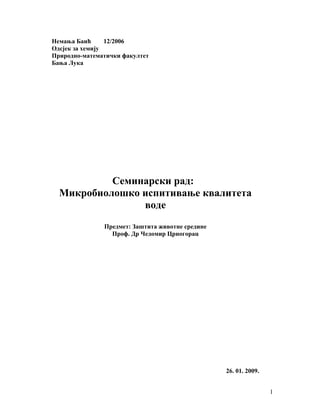 Mikrobiološko ispitivanje kvaliteta vode