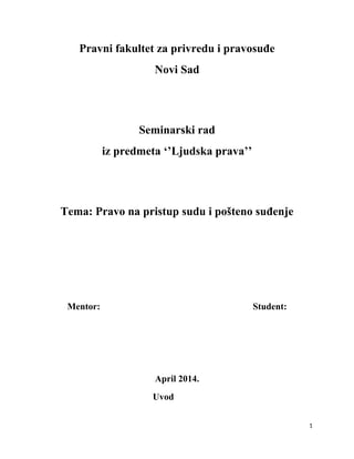 Pravo na pristup sudu i pošteno suđenje