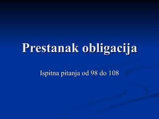 Prestanak obligacija