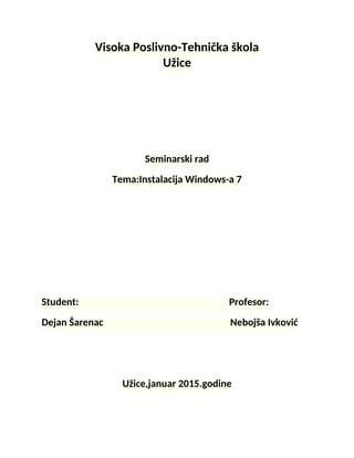 Instalacija windows 7