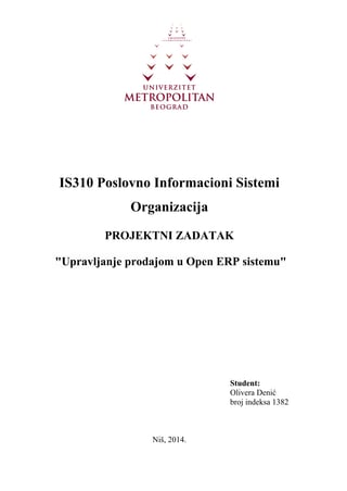 Upravljanje prodajom u Open ERP sistemu