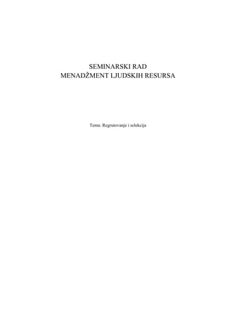 Regrutovanje i selekcija