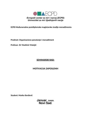 Motivacija zaposlenih